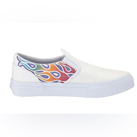Vans Classic Slip-On Iridescent Sparkle Flame Rainbow White NWT - Picture 9 of 10